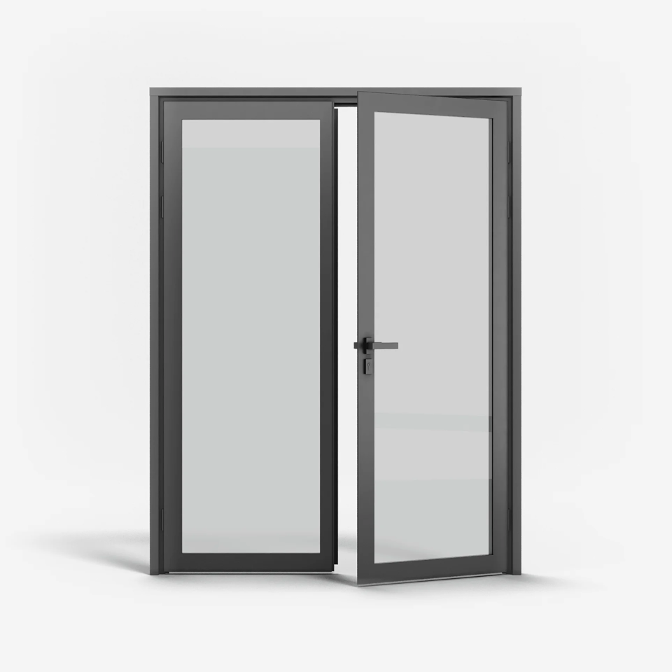 KOMPAS Double Swing Door - Out - Black Matte - 63-9/16" W x 85-7/8" H