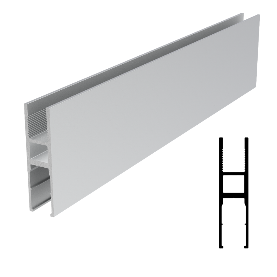 SGL-1116 Bottom Glass-Mounted Profile 120" Stock Length - Satin Anodized