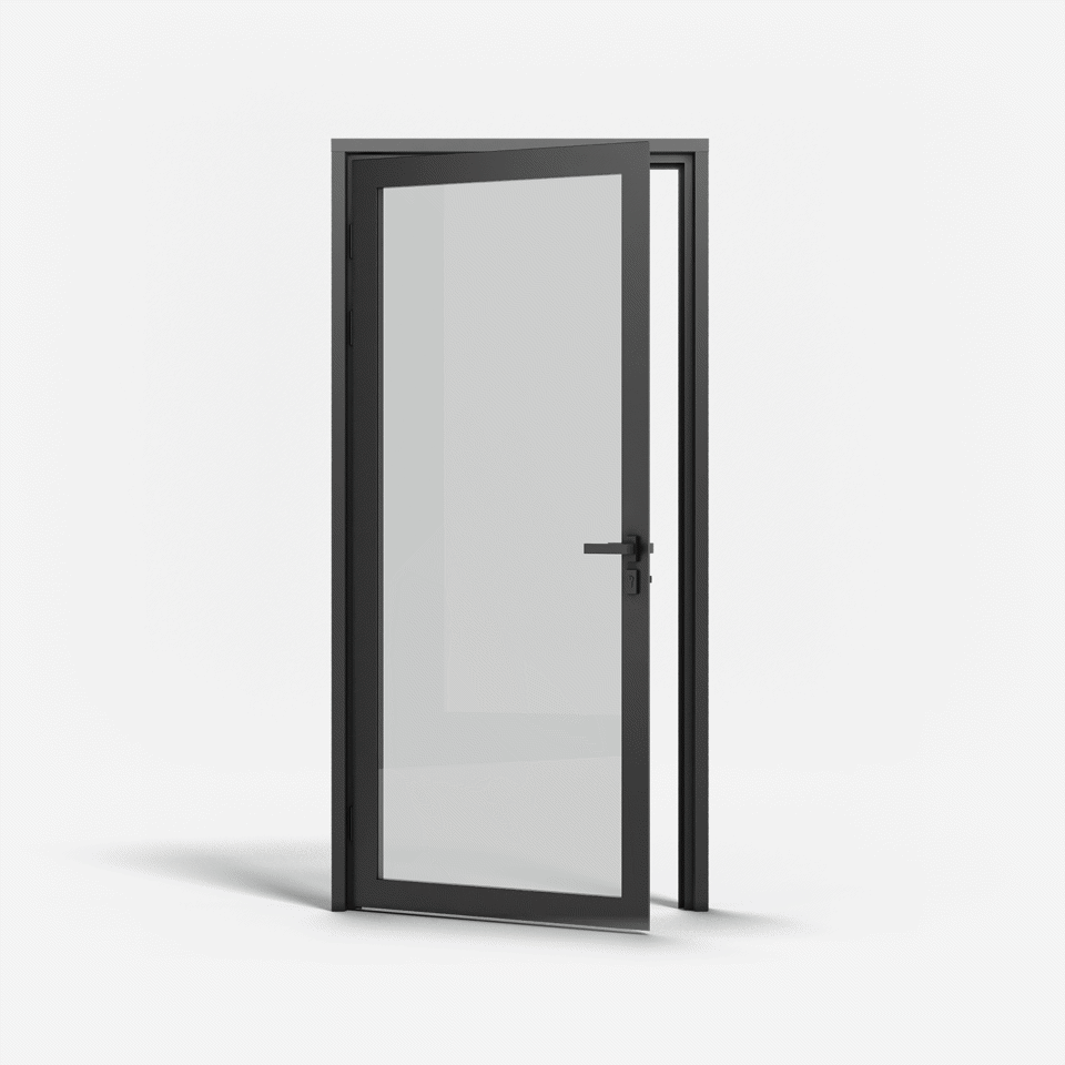 KOMPAS Single Swing Door - LH Out - Black Matte, 37" x 86"