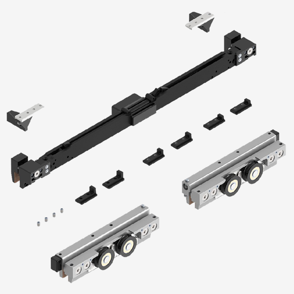 CGS/CGF Series Complete Sliding Door Hangers/Rollers A/B/C Kit with Double Soft Close Mechanism