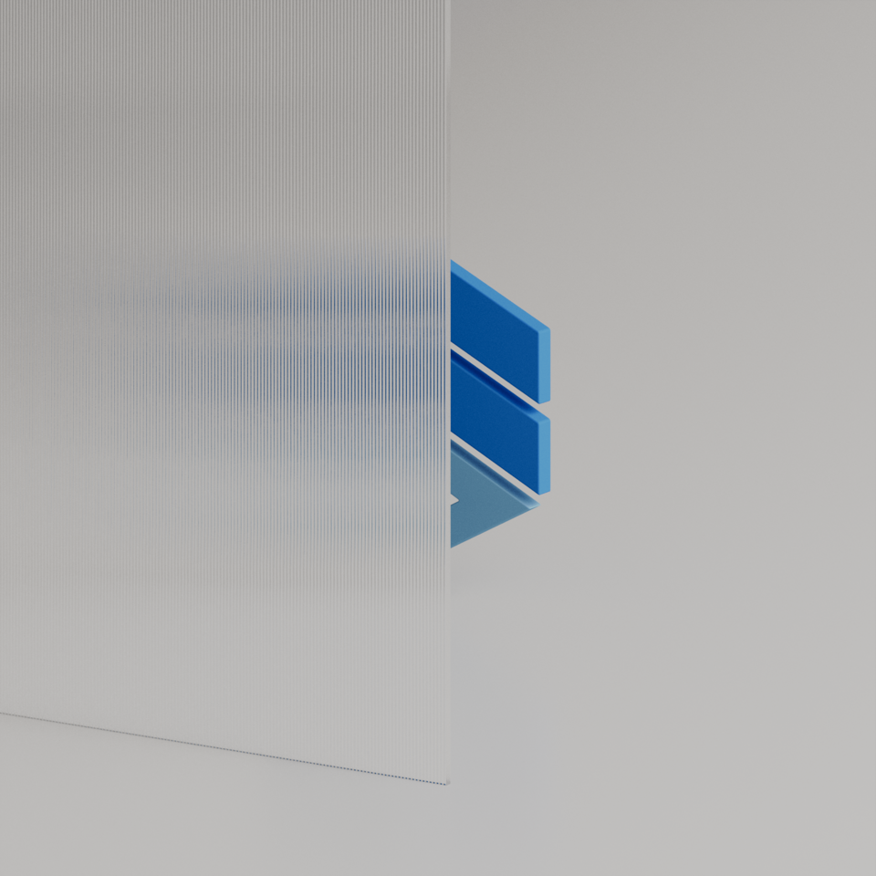 1/4" Thin Ribbed Tempered Glass Sample