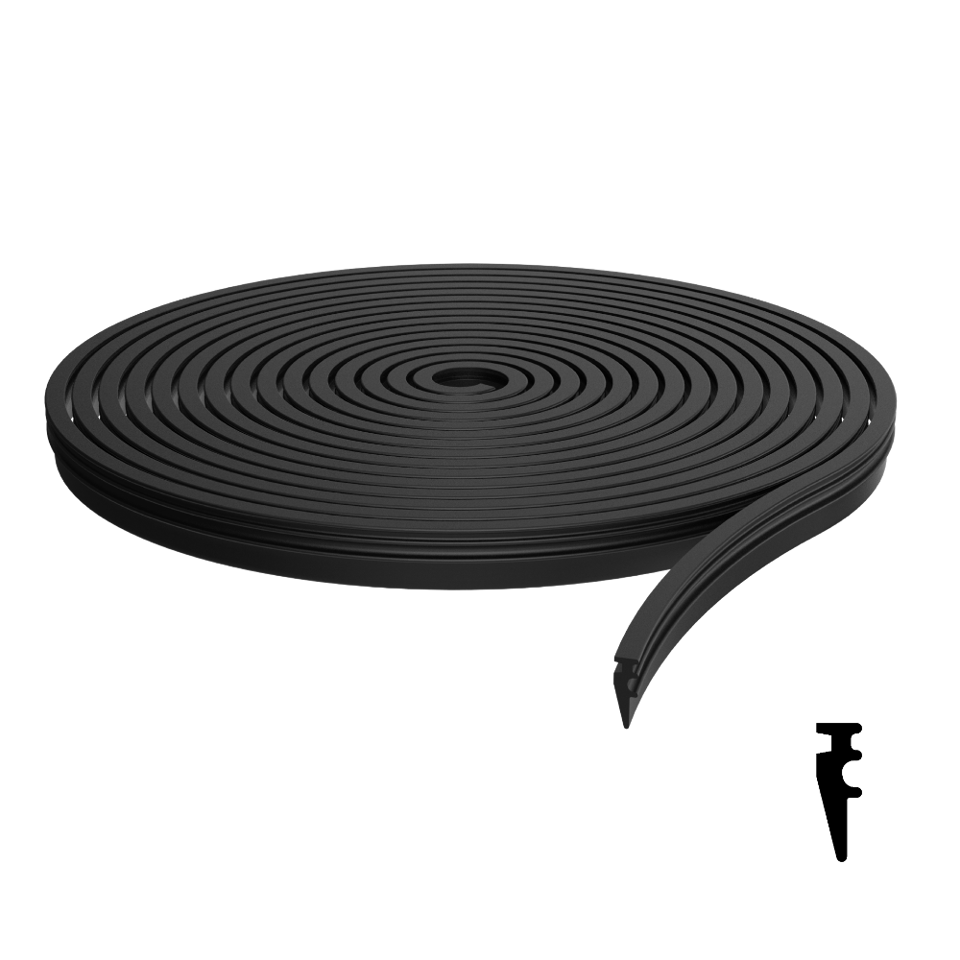 CG Black 1/2" Type 2 Roll-In Glazing Gasket - 100'