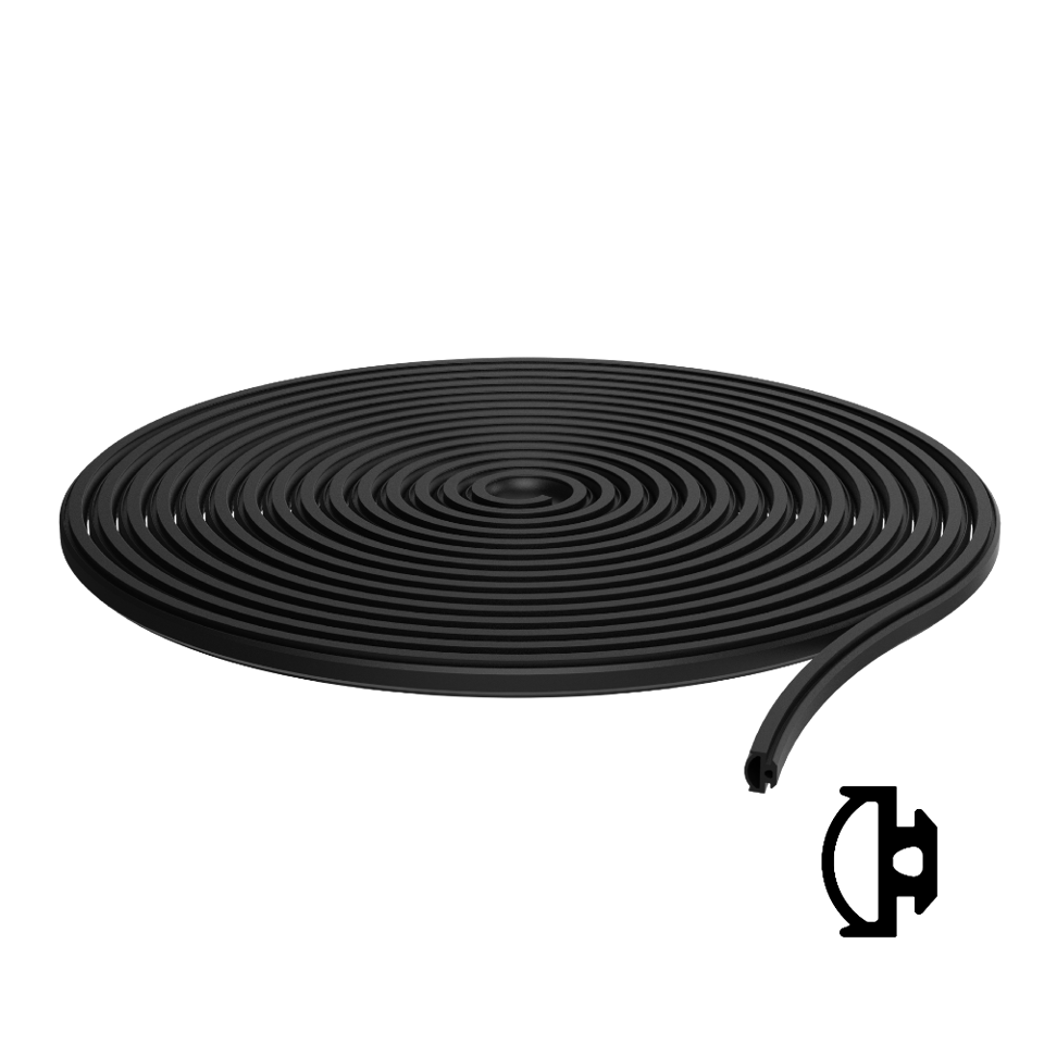 CG Black 3/8"-1/2" Type 1 Roll-In Glazing Gasket - 100'