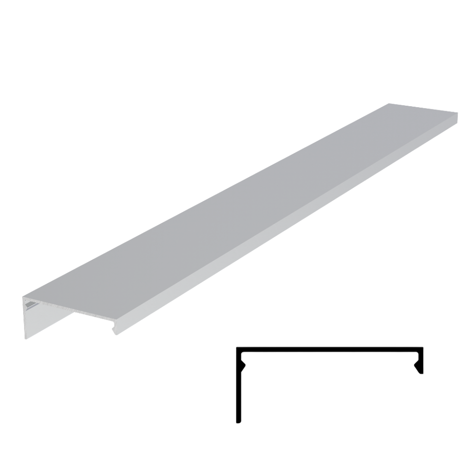 1-1/2" Corner Cover Cap 236" Stock Length - Satin Anodized
