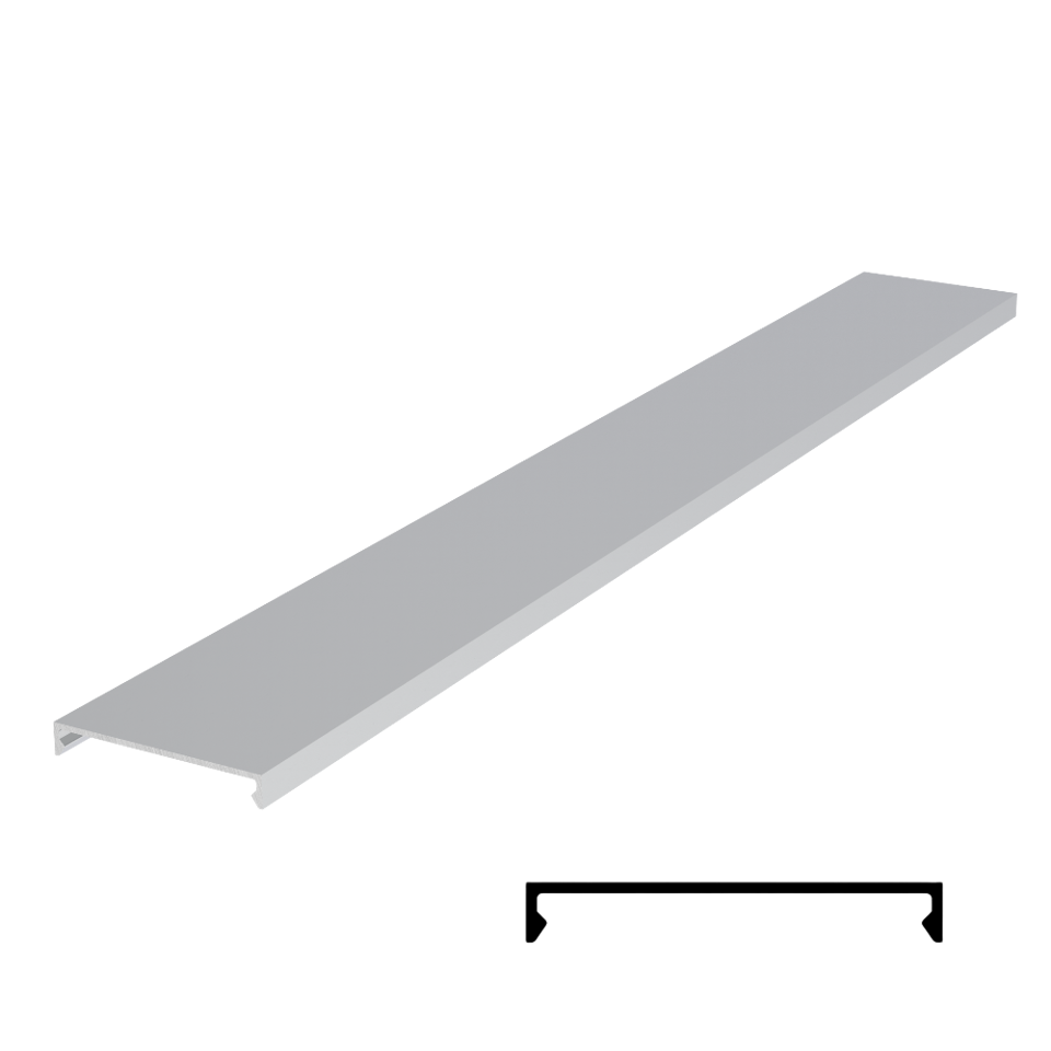 1-1/2'' Middle Cover Cap 236" Stock Length - Satin Anodized