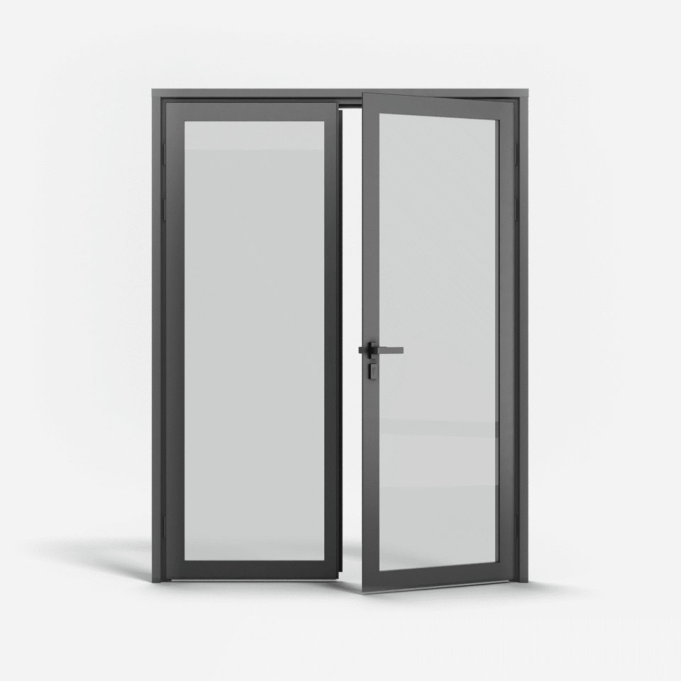 KOMPAS Double Swing Door - Out - Black Matte, 69-15/16" W x 85-15/16" H